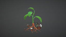Plant with root (cartoon style) nutrition system